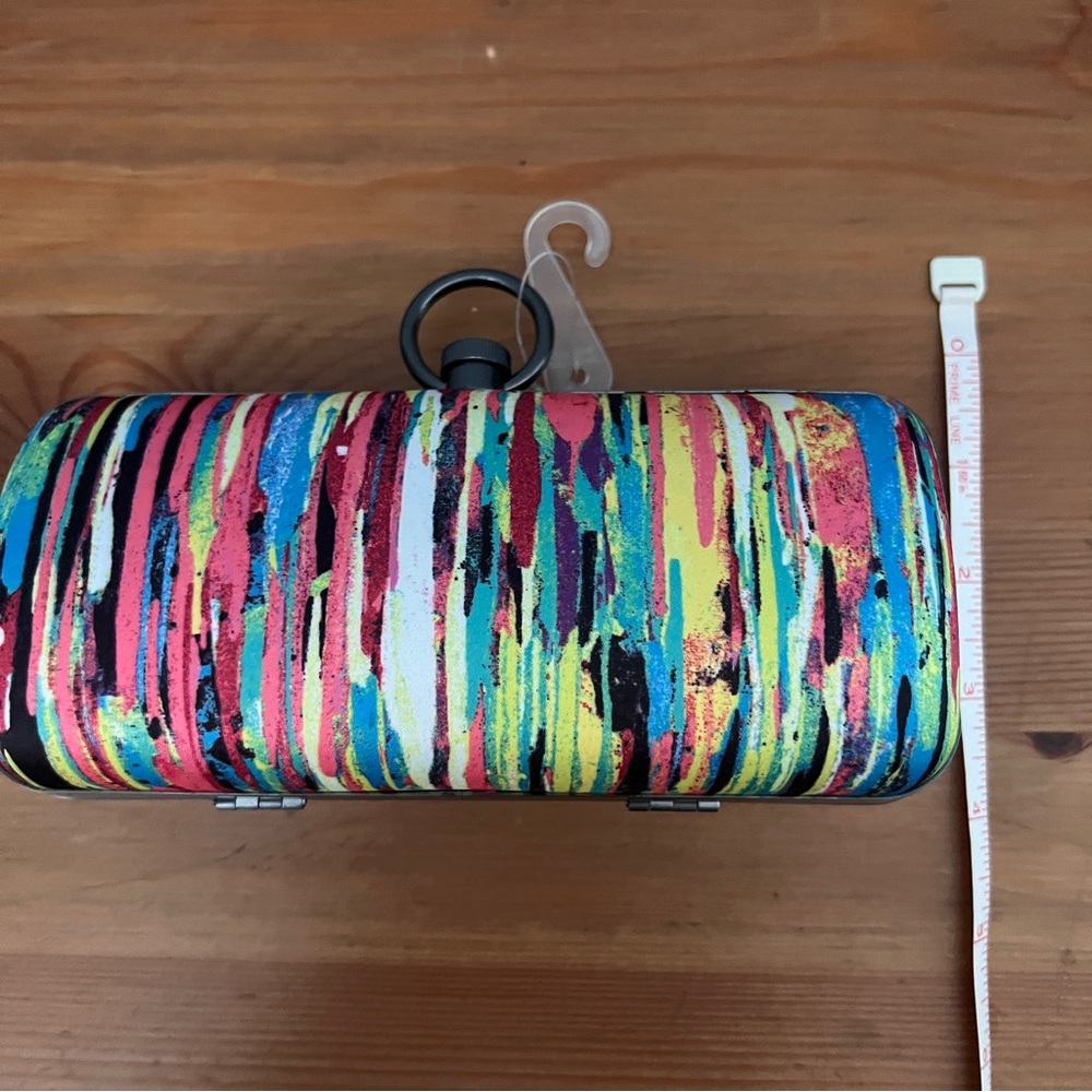 Prabal Gurung Colorful Striped Metal Clutch/ Bag - NWT - Picture 11 of 12